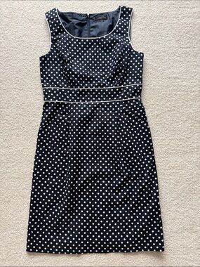 Tahari Arthur S. Levine Black White Polka Dot Sheath Dress Size 8